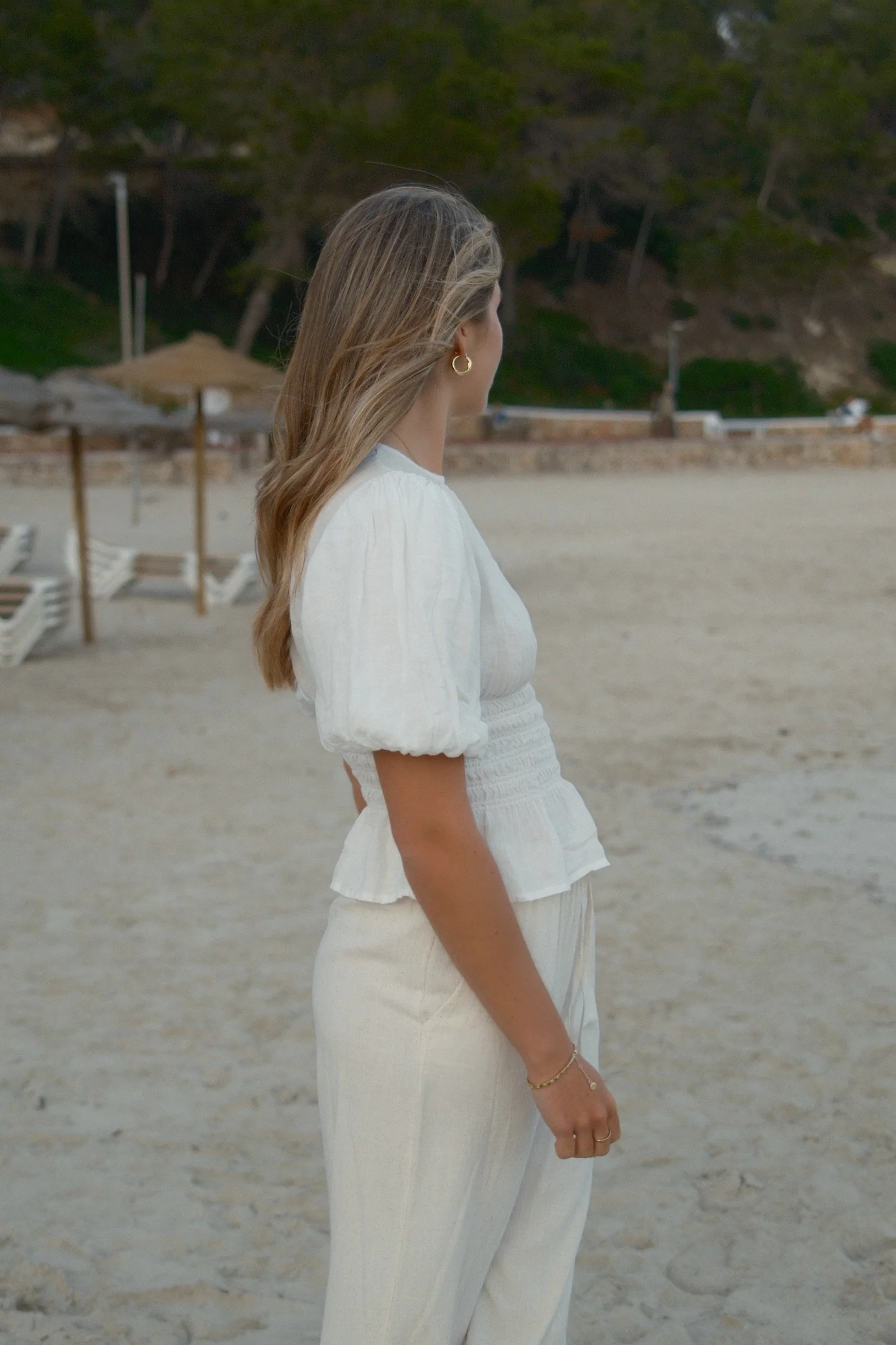 100% LINNEN TAILORED TOP WHITE - Image 2