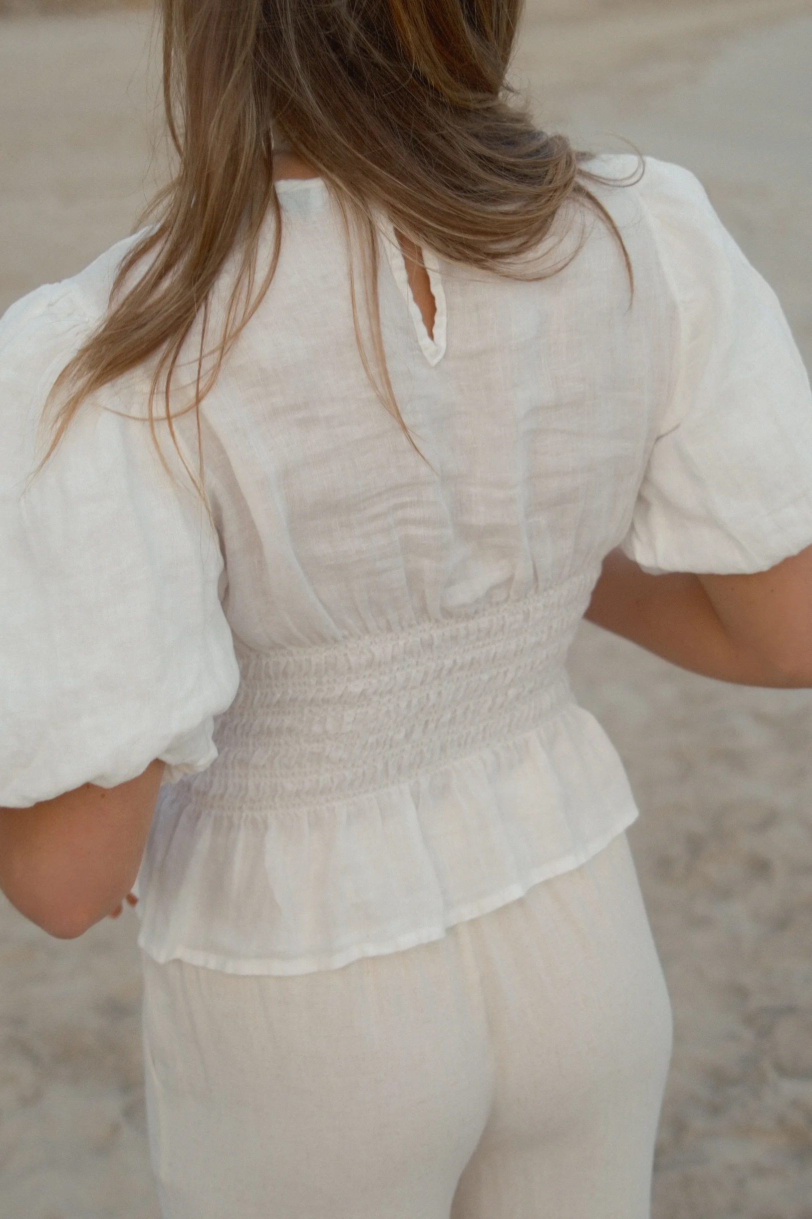100% LINNEN TAILORED TOP WHITE - Image 7
