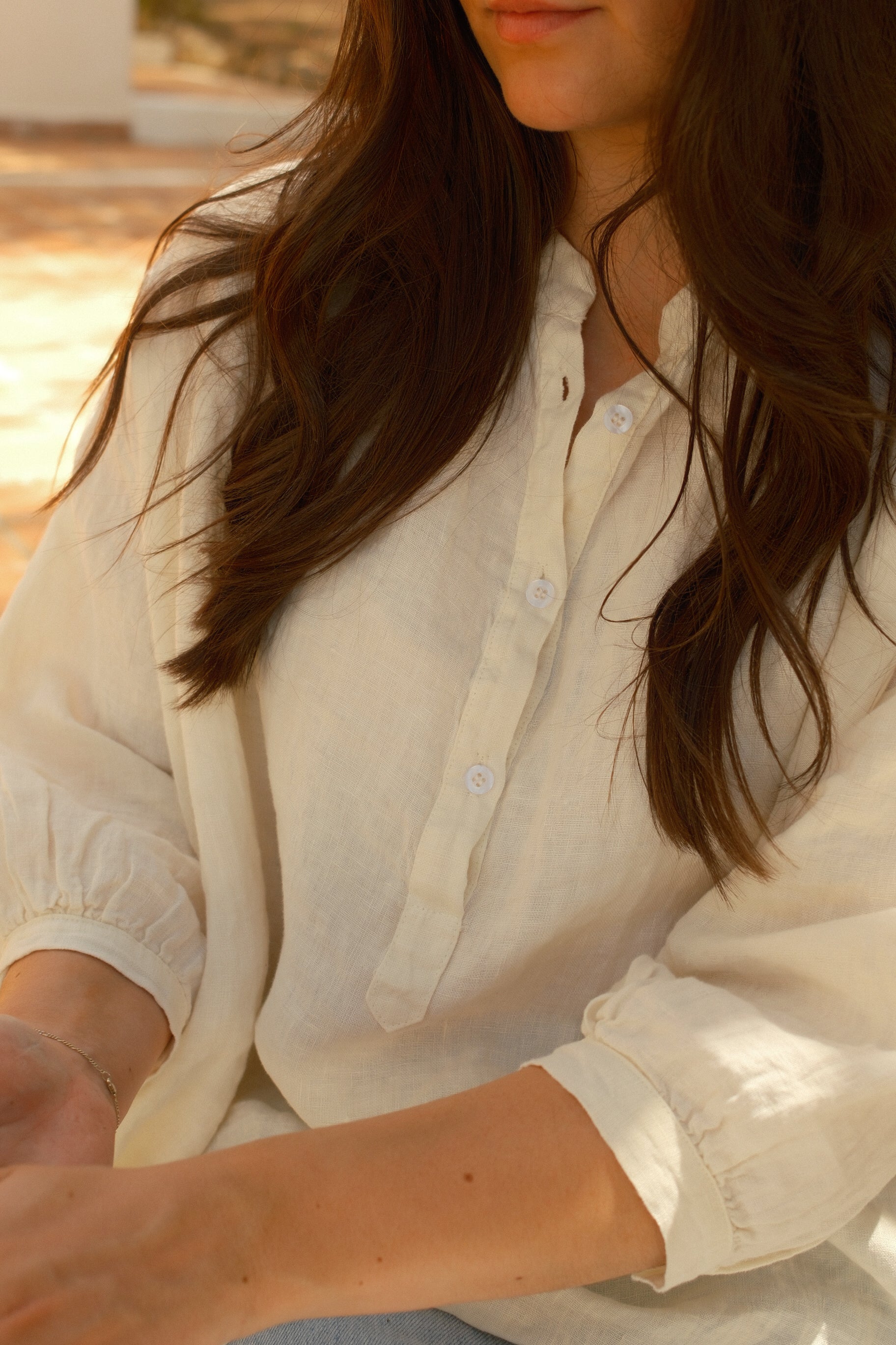 100% LINNEN VENICE BLOUSE ECRU - Image 4