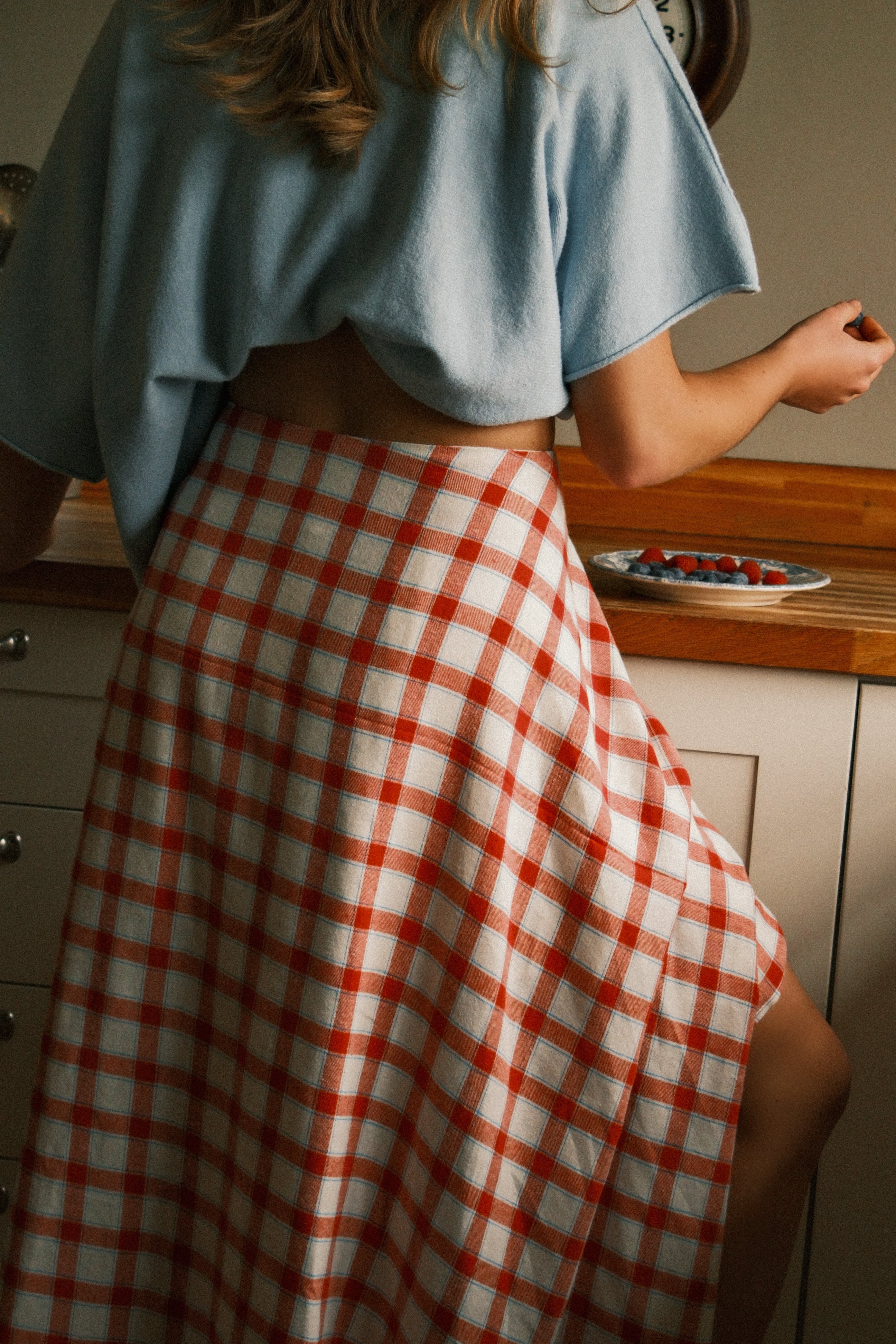 CHECKED COTTON SKIRT RED - Image 14
