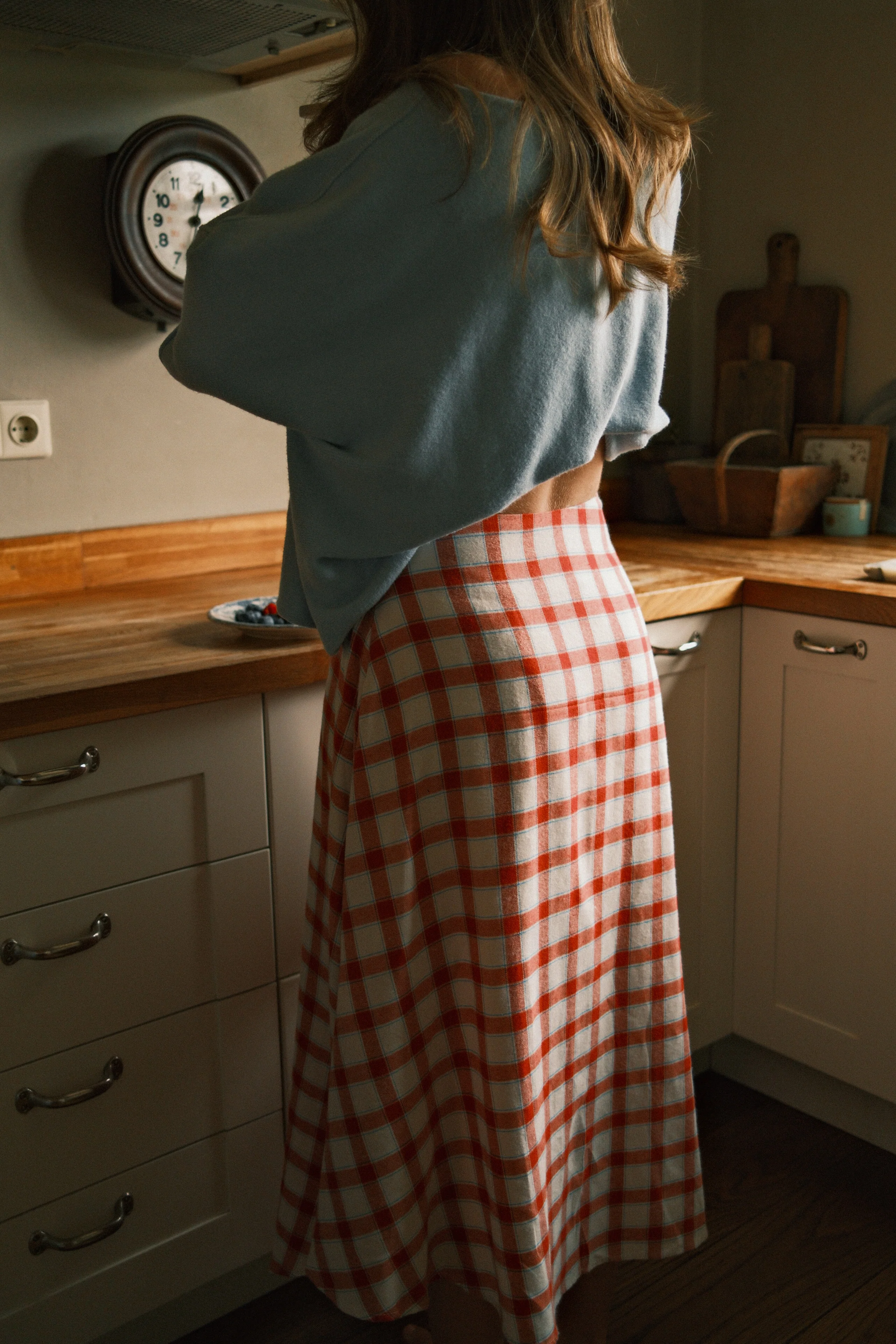 CHECKED COTTON SKIRT RED - Image 24