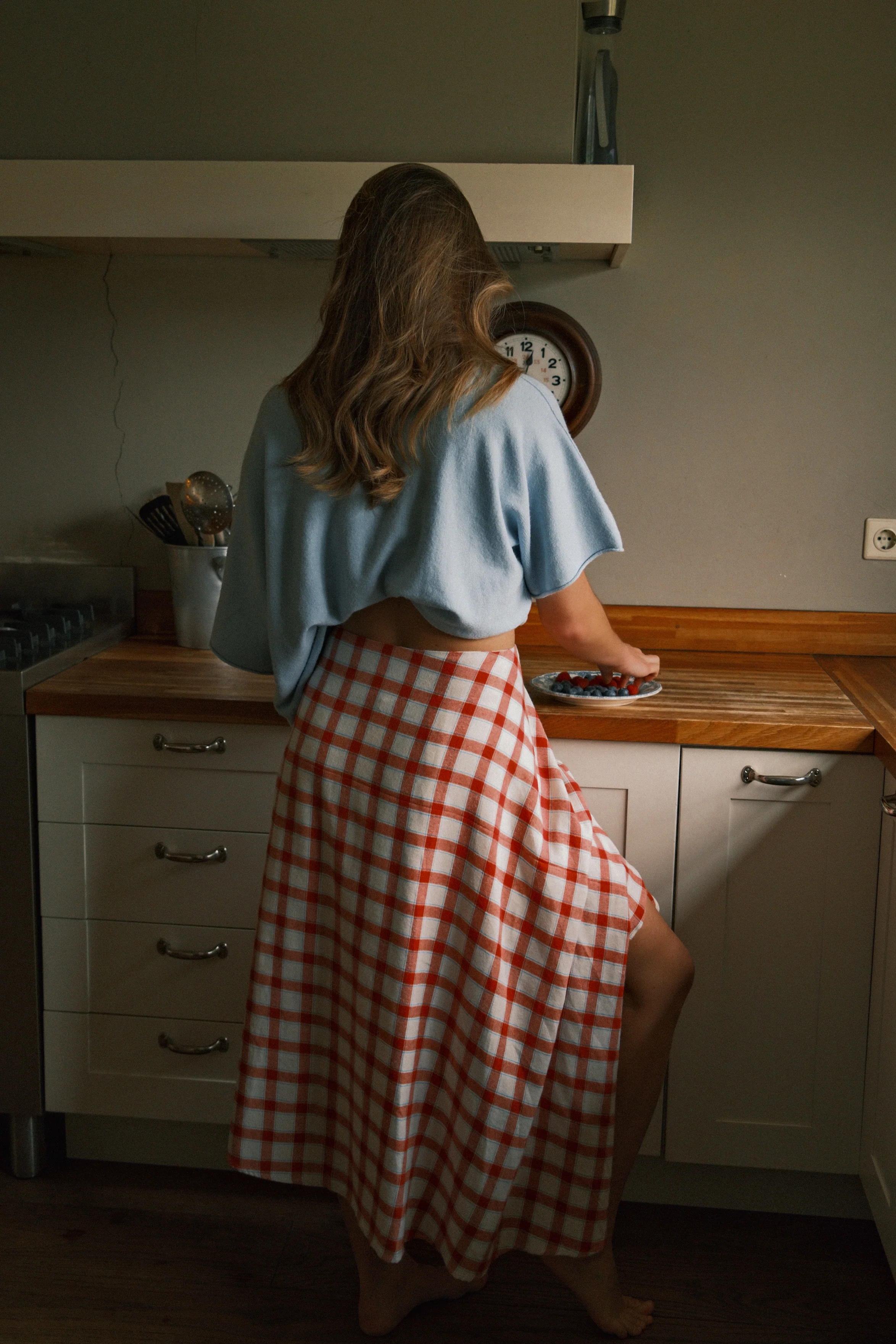 CHECKED COTTON SKIRT RED - Image 3
