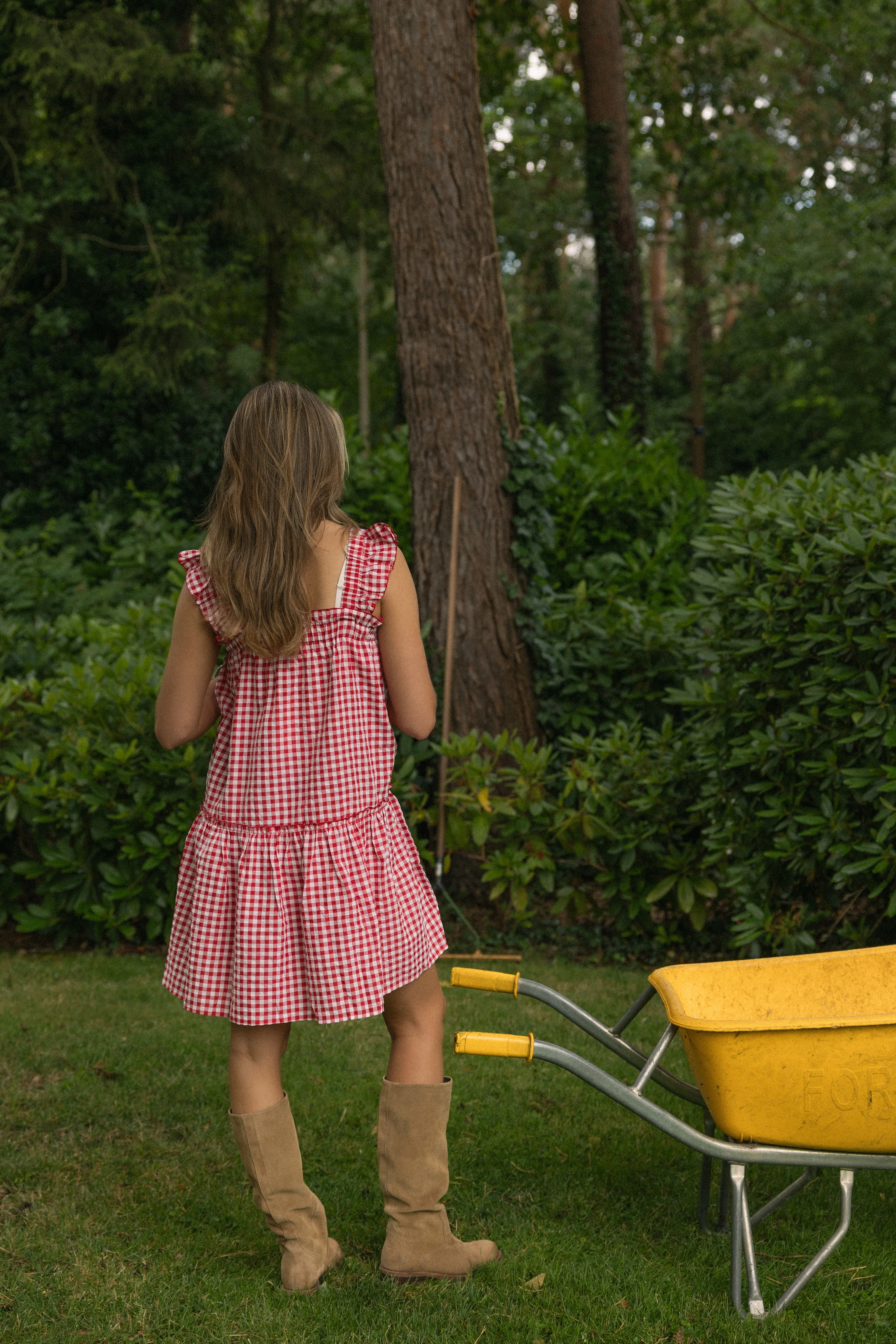 CHECKED EMILY DRESS RED - Image 4