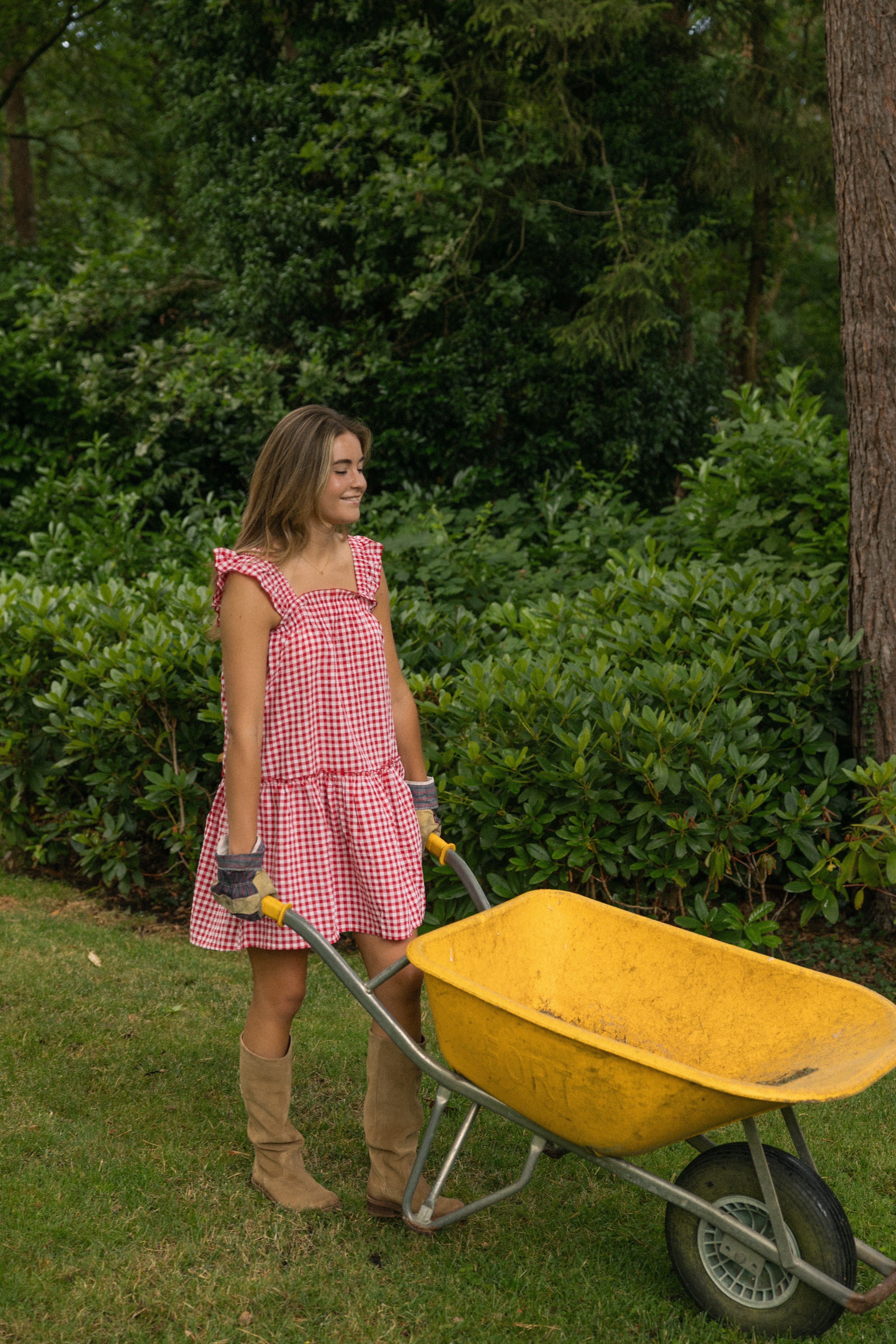 CHECKED EMILY DRESS RED - Image 6