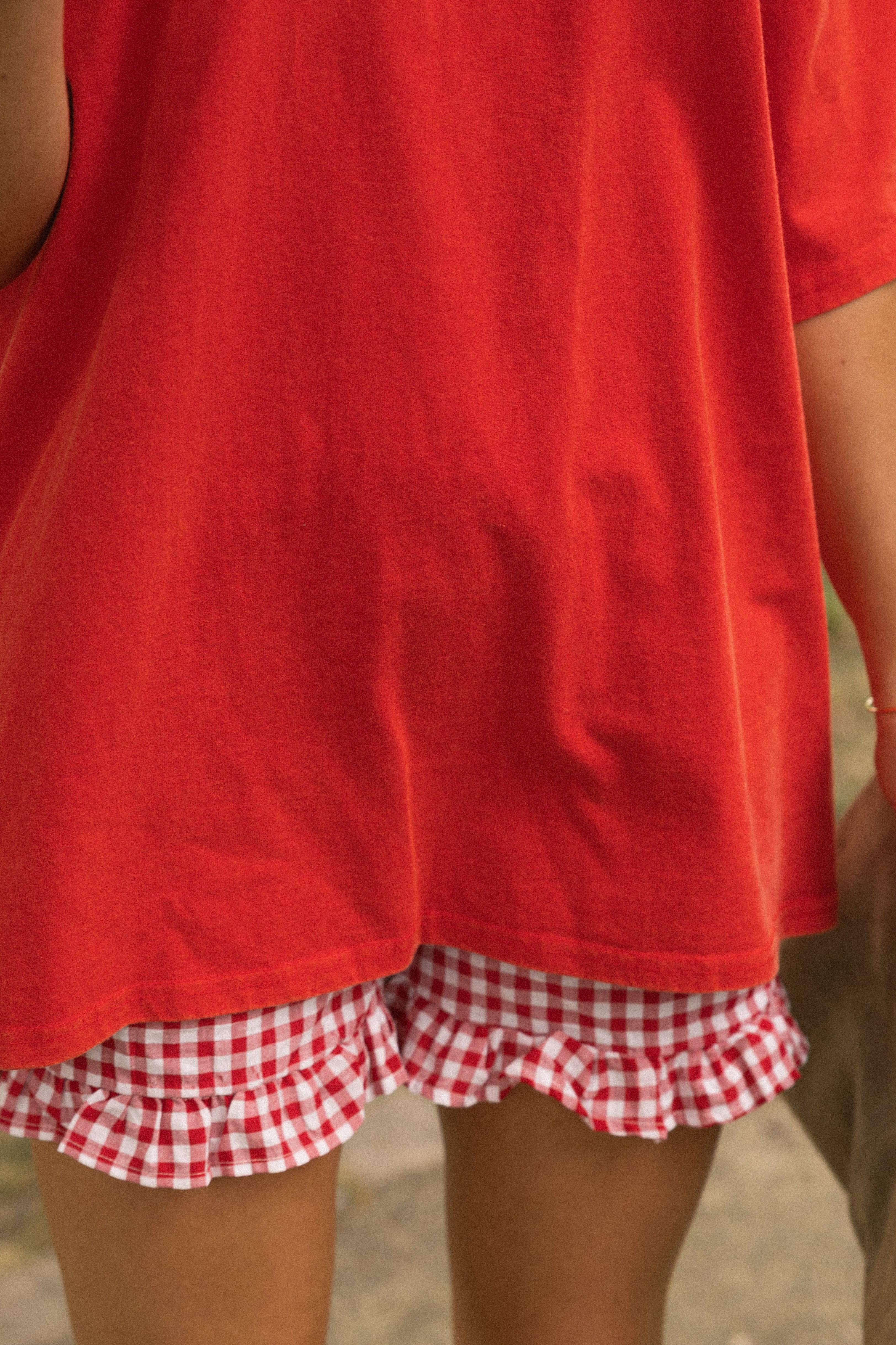 CHECKED JENNY SHORT RED - Image 4