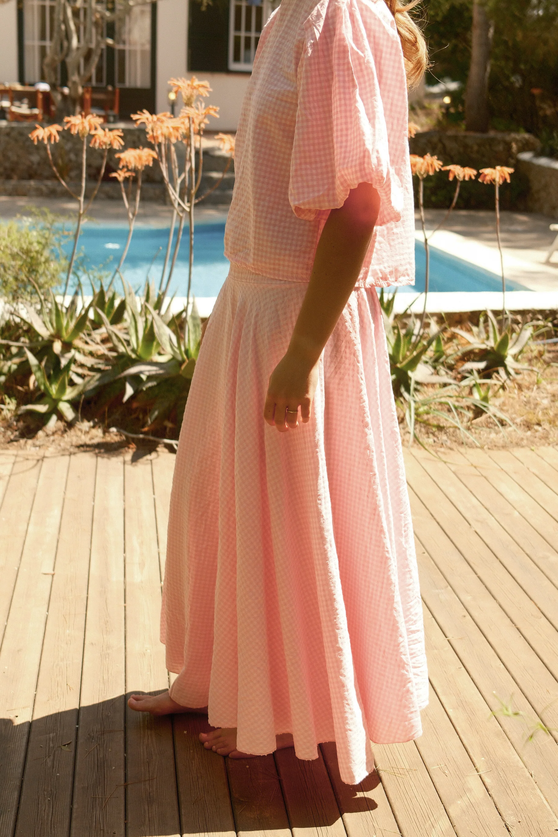 CHECKED MAXI SKIRT PINK - Image 4