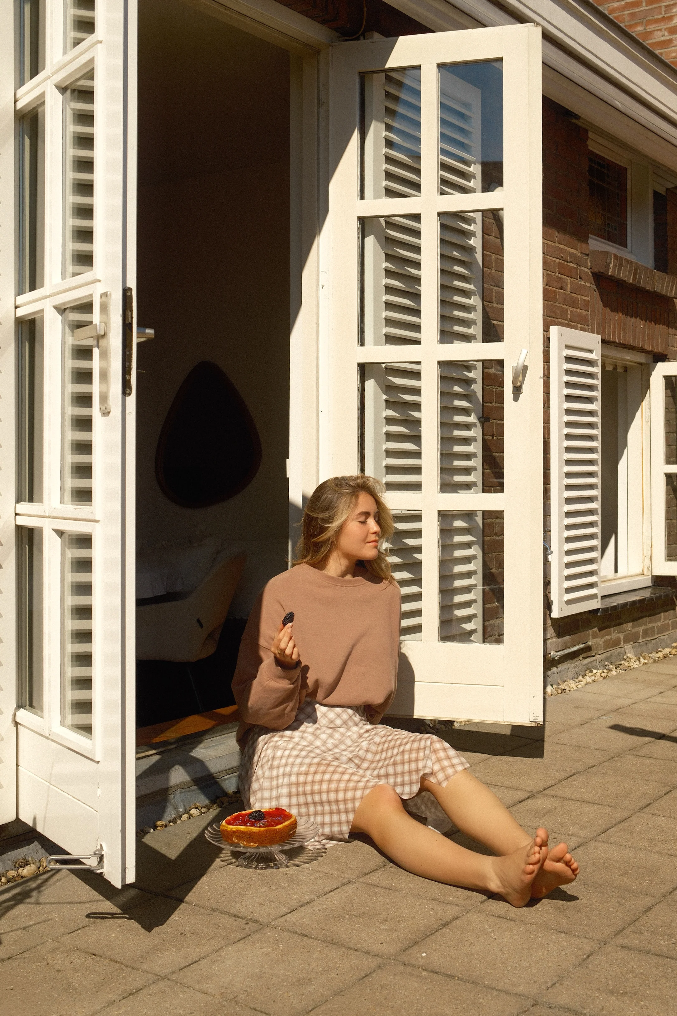 CHECKED PIEN SKIRT TAUPE - Image 4