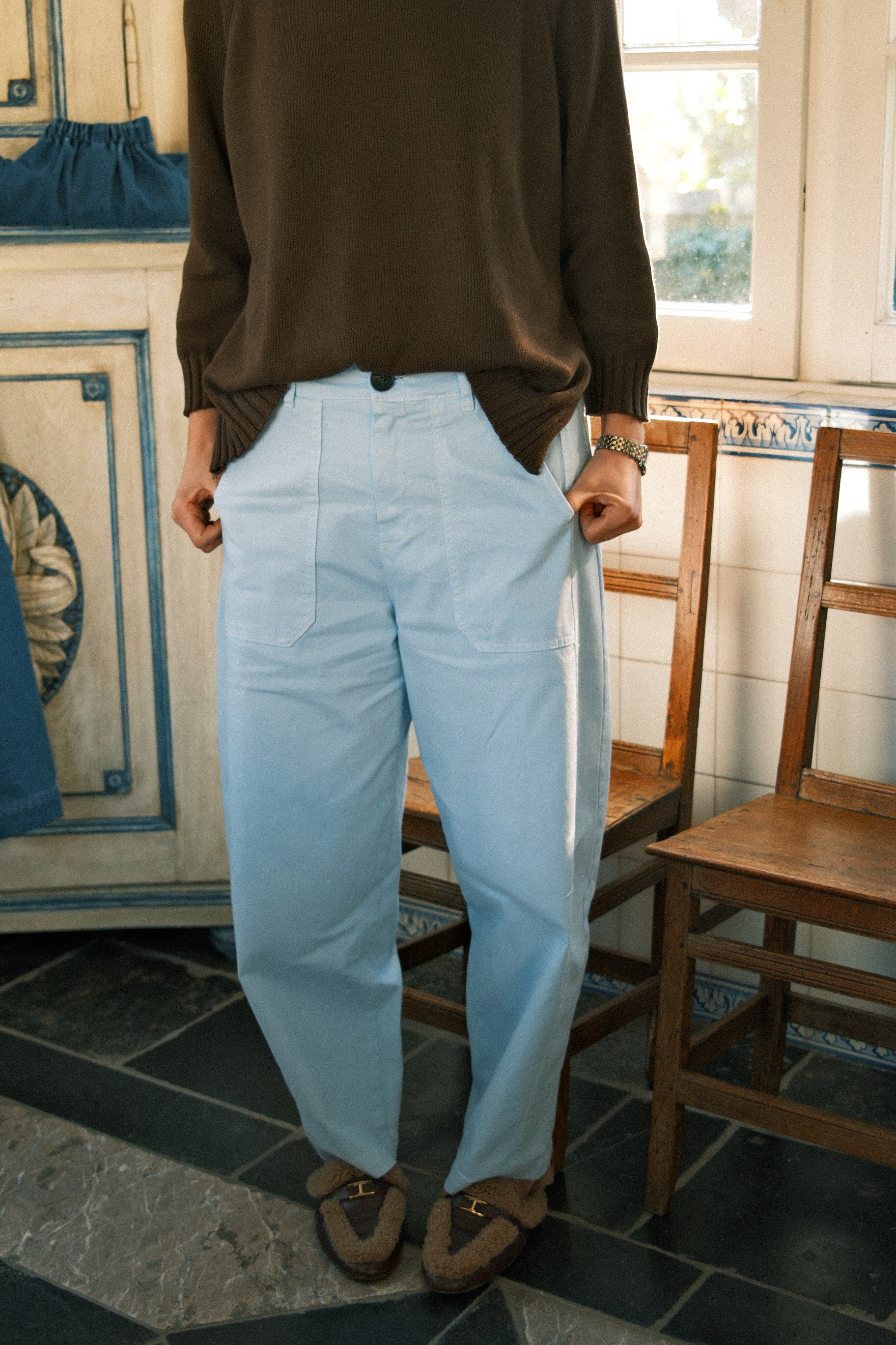 COTTON BARREL PANTS BABY BLUE - Image 5