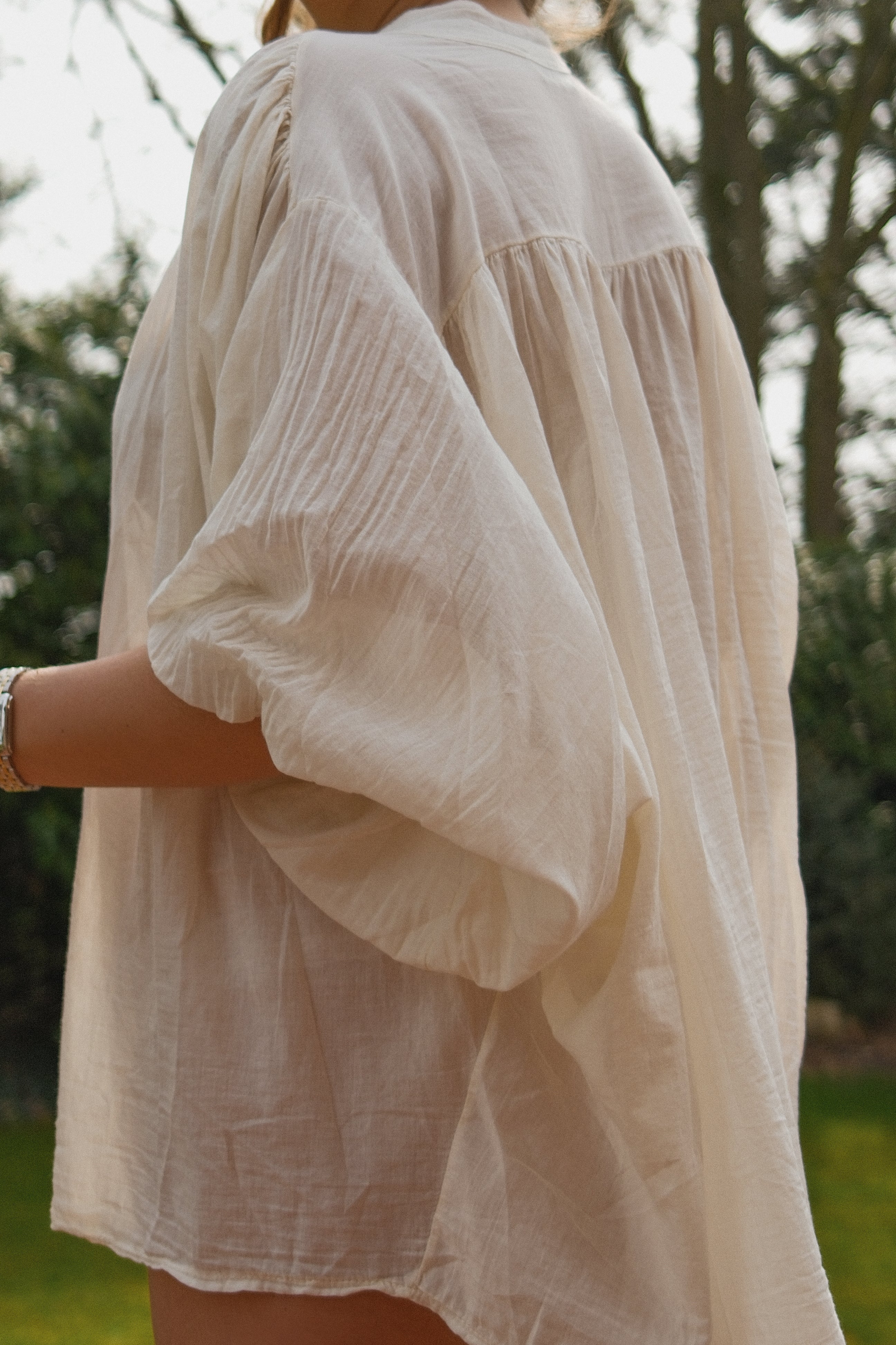 COTTON MAXI BLOUSE OFF WHITE