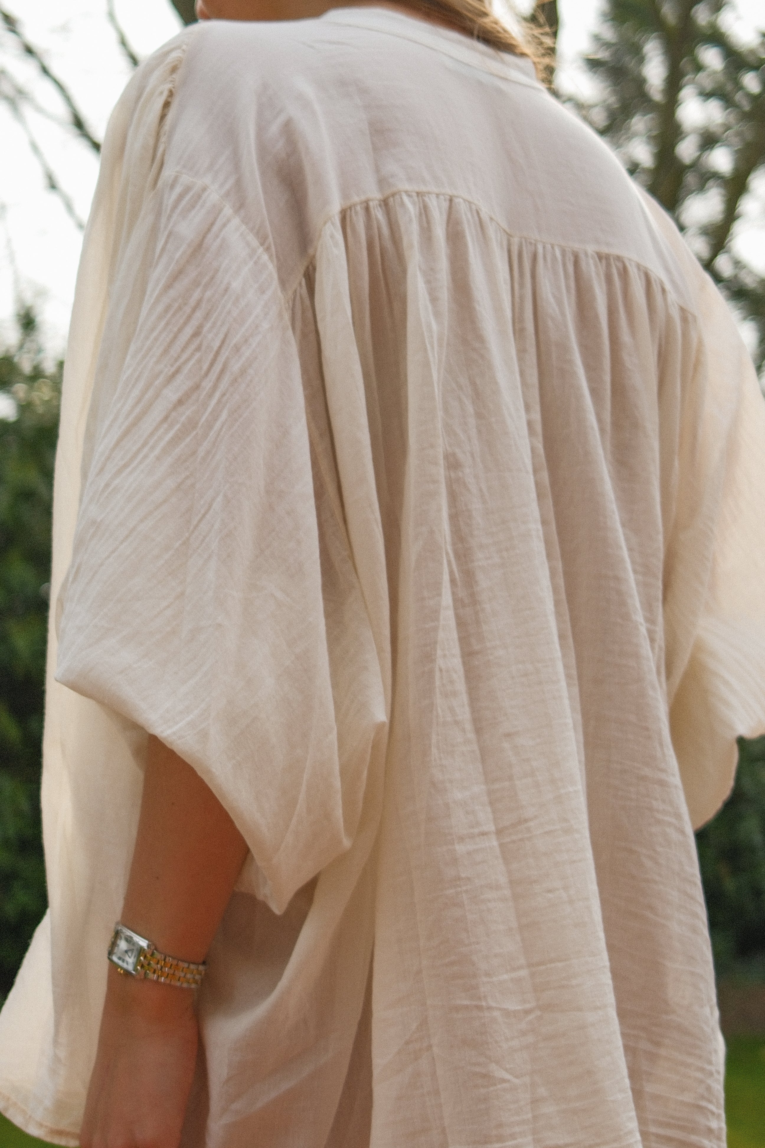 COTTON MAXI BLOUSE OFF WHITE - Image 5