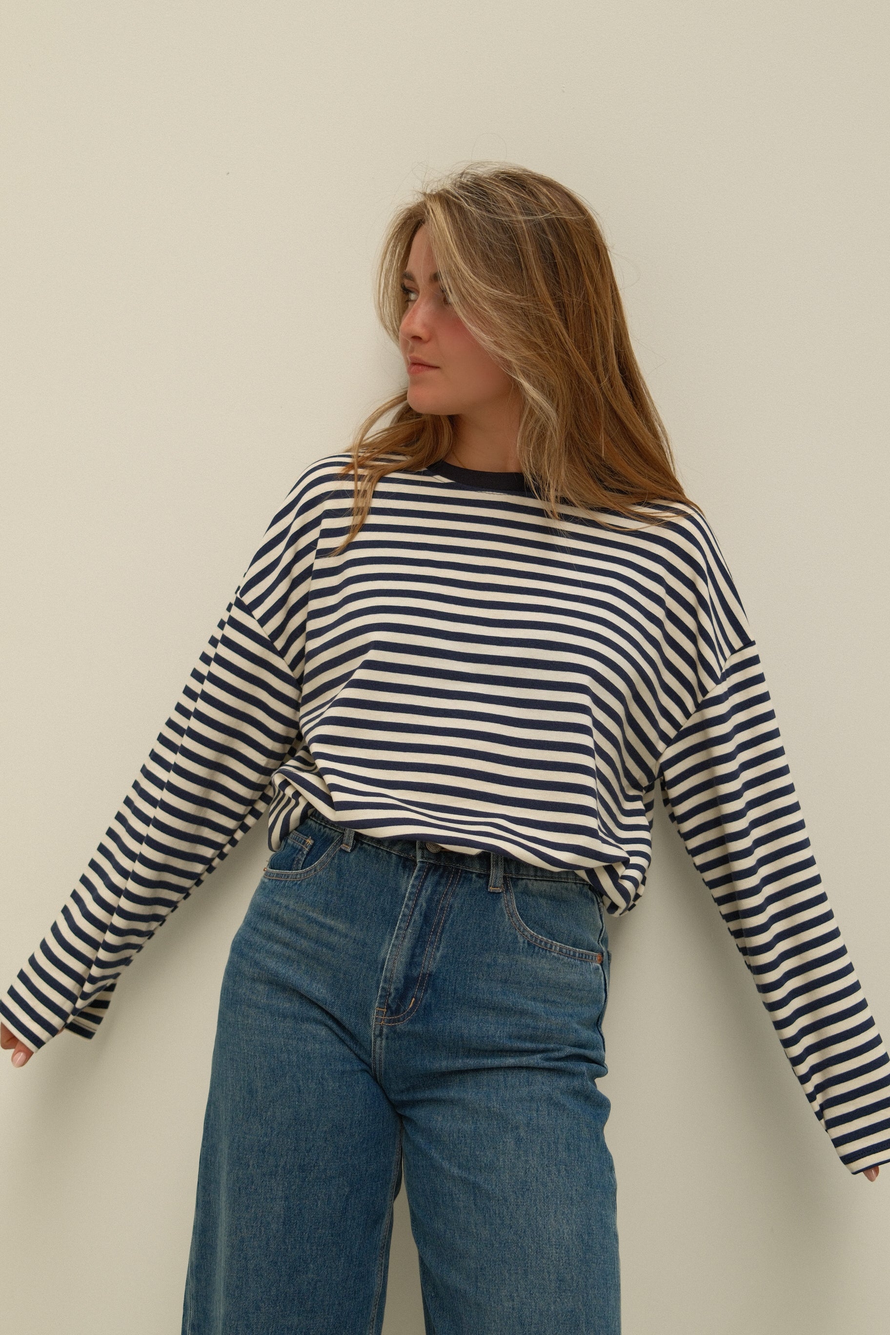 COTTON STRIPED SAMMY TEE NAVY - Image 8