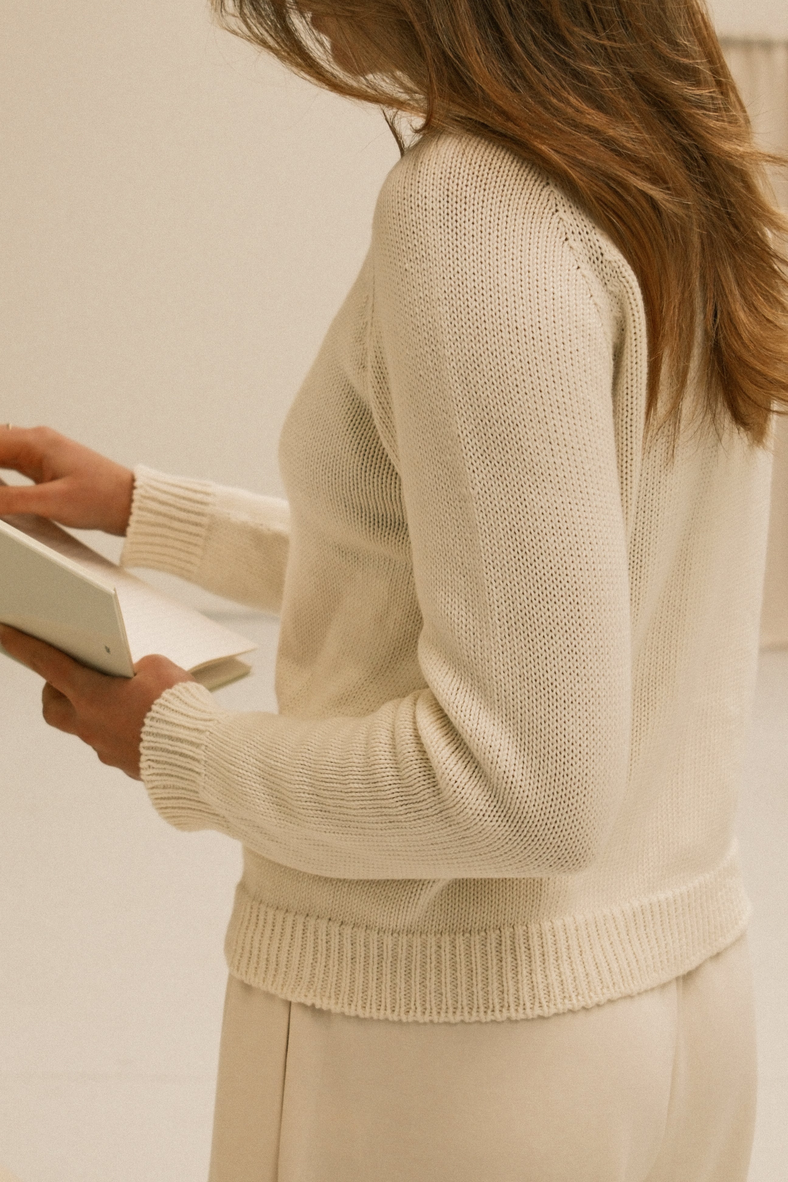 COTTON TESS CARDIGAN ECRU - Image 9