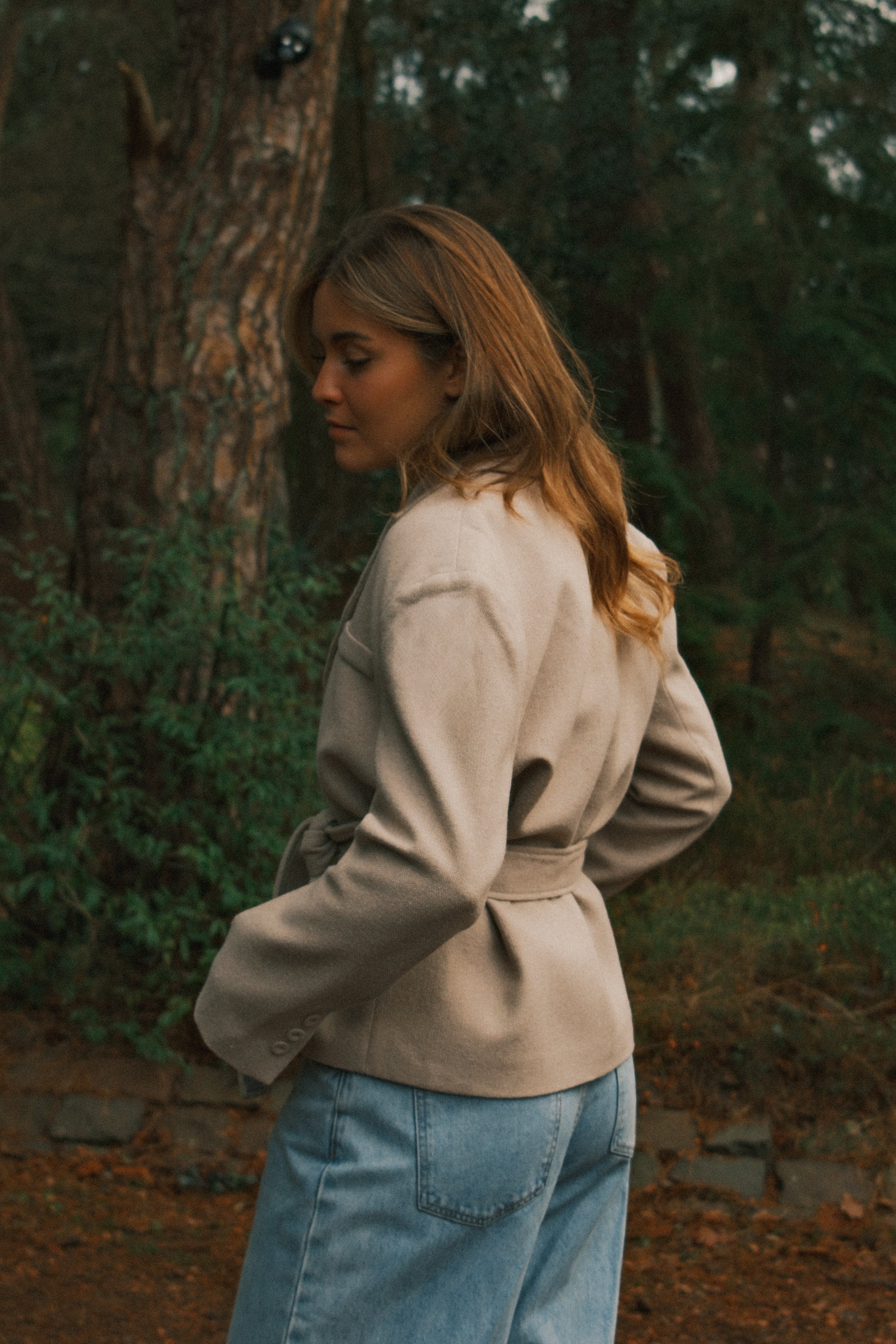 HERRINGBONE BELTED JACKET BEIGE - Image 7
