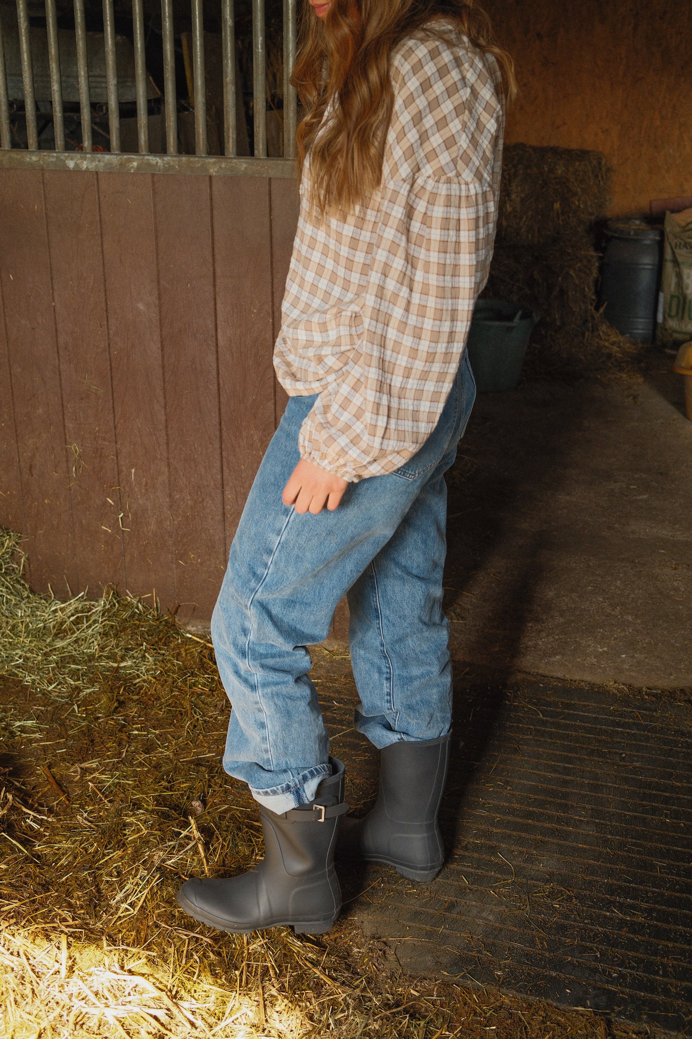 LAUREN CHECKED SHIRT BEIGE - Image 3