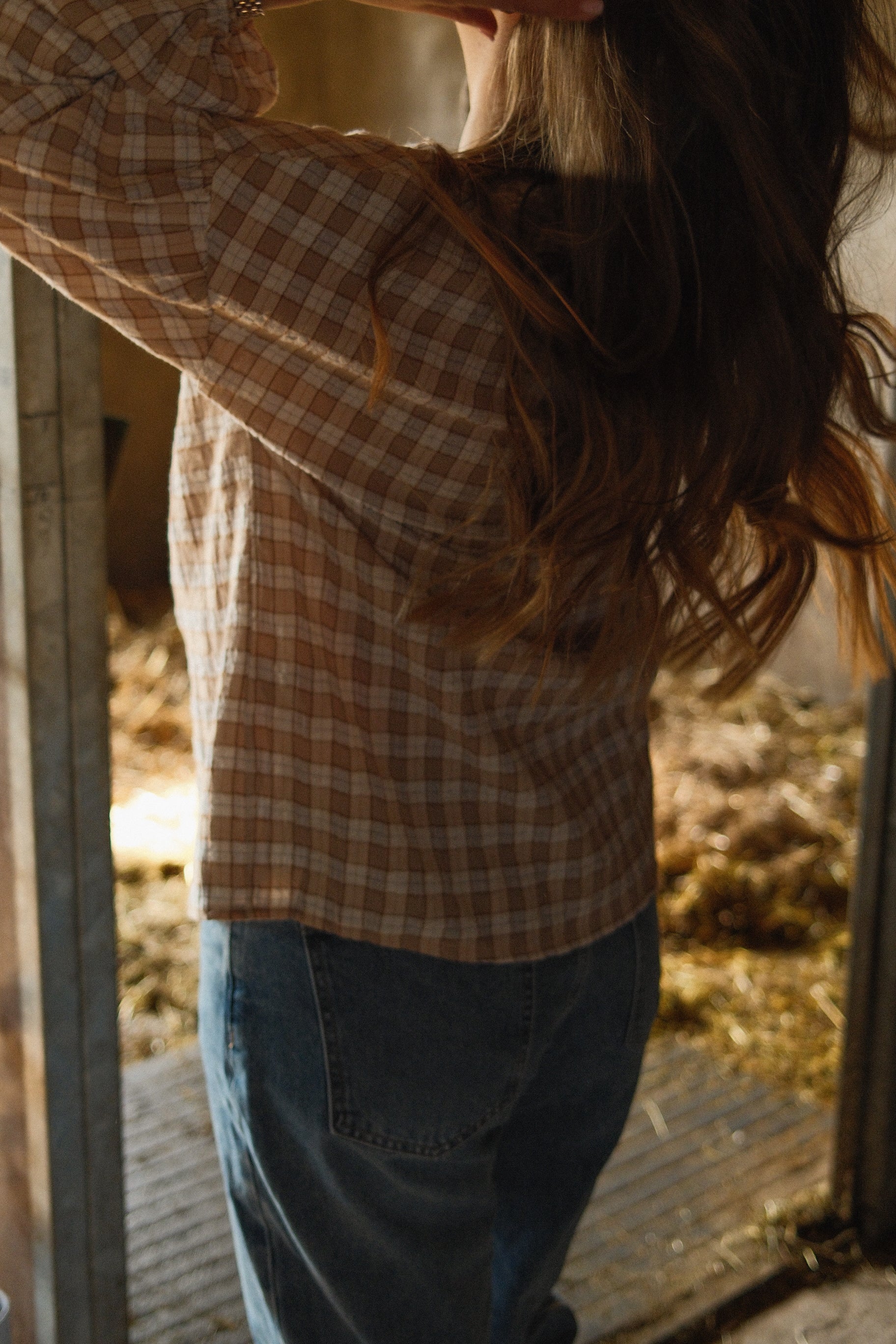 LAUREN CHECKED SHIRT BEIGE - Image 9
