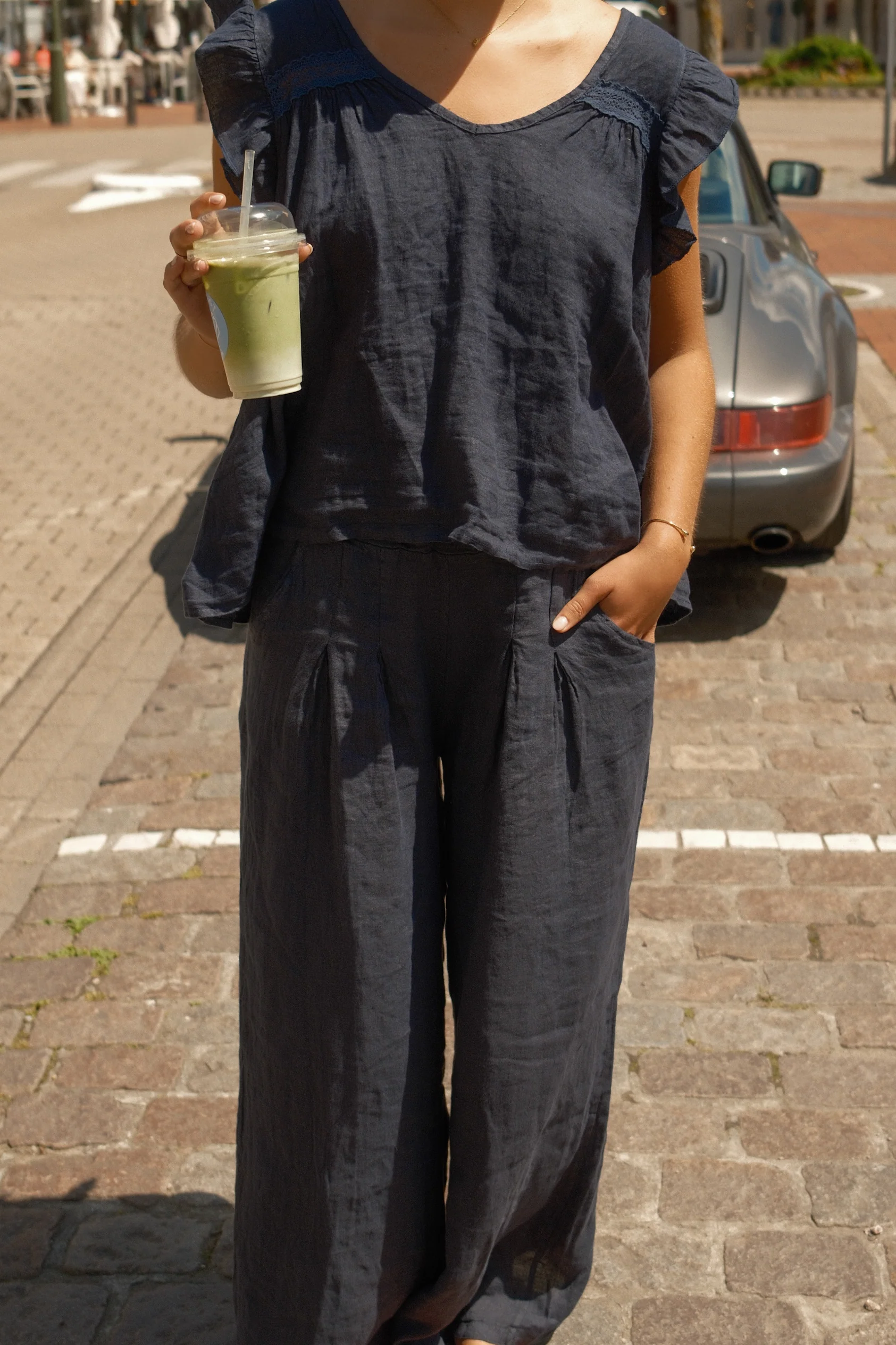 LINNEN JENNY TOP NAVY - Image 6