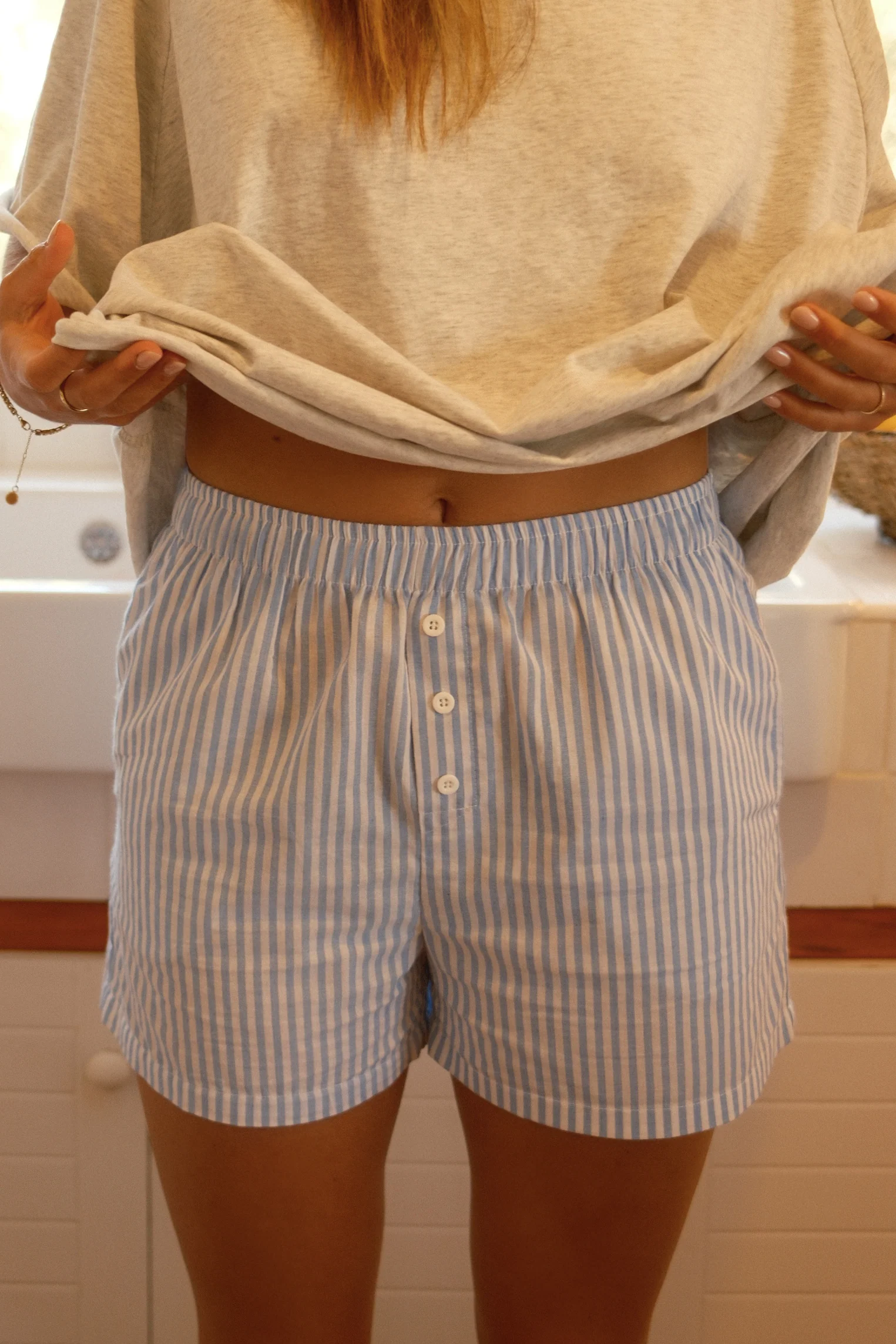 STRIPED BOBBY SHORT BLUE - Image 2