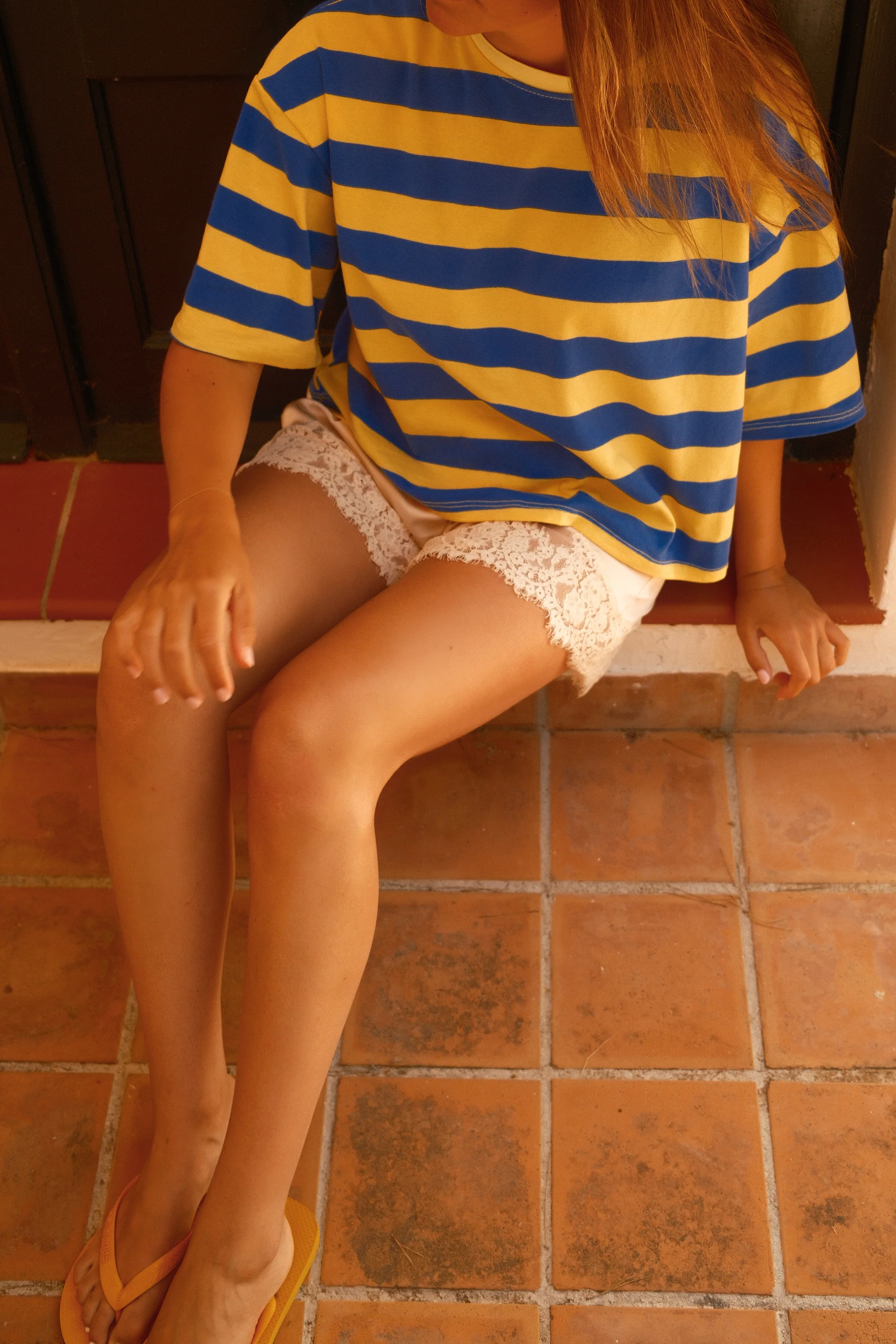 STRIPED COTTON MILEY TEE YELLOW/BLUE - Image 5