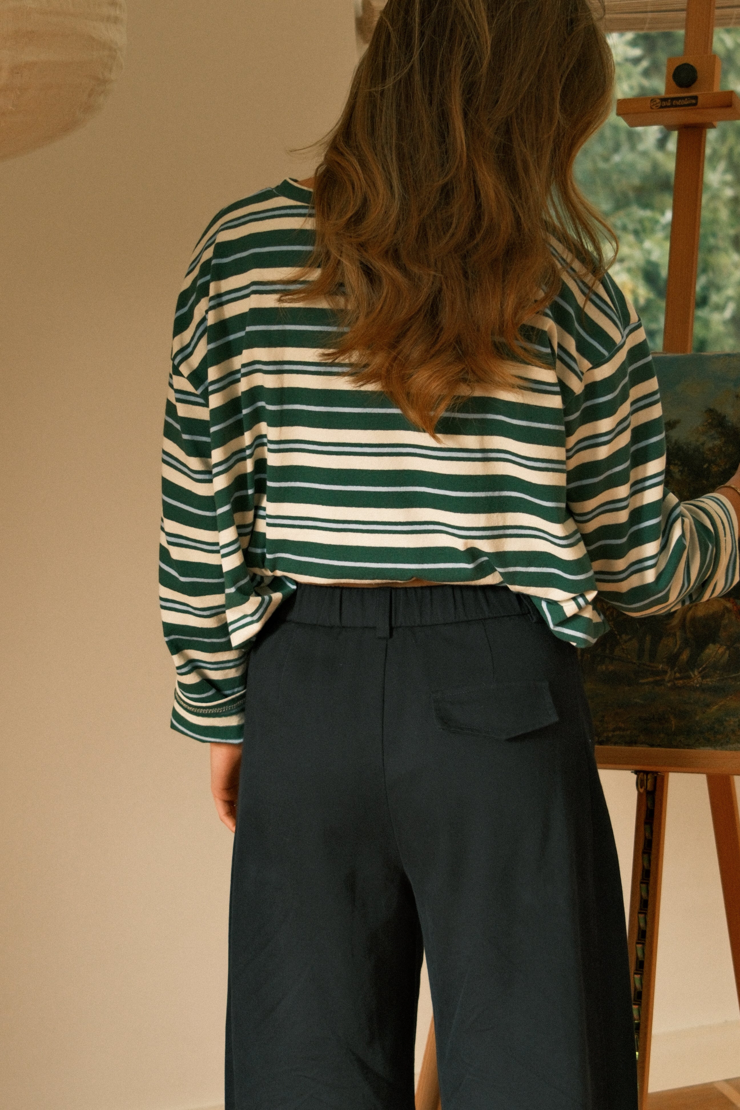 STRIPED ELISE BALLOON LONGSLEEVE GREEN - Image 3