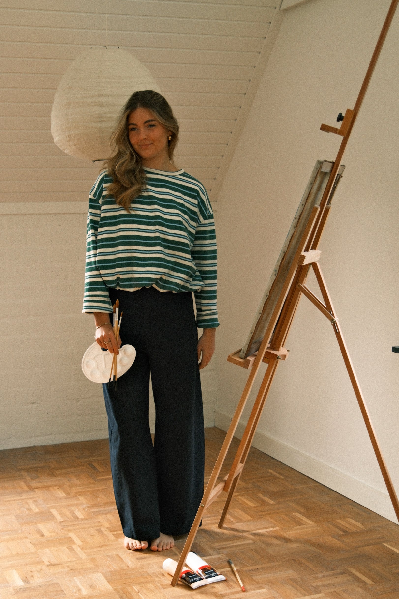 STRIPED ELISE BALLOON LONGSLEEVE GREEN - Image 4