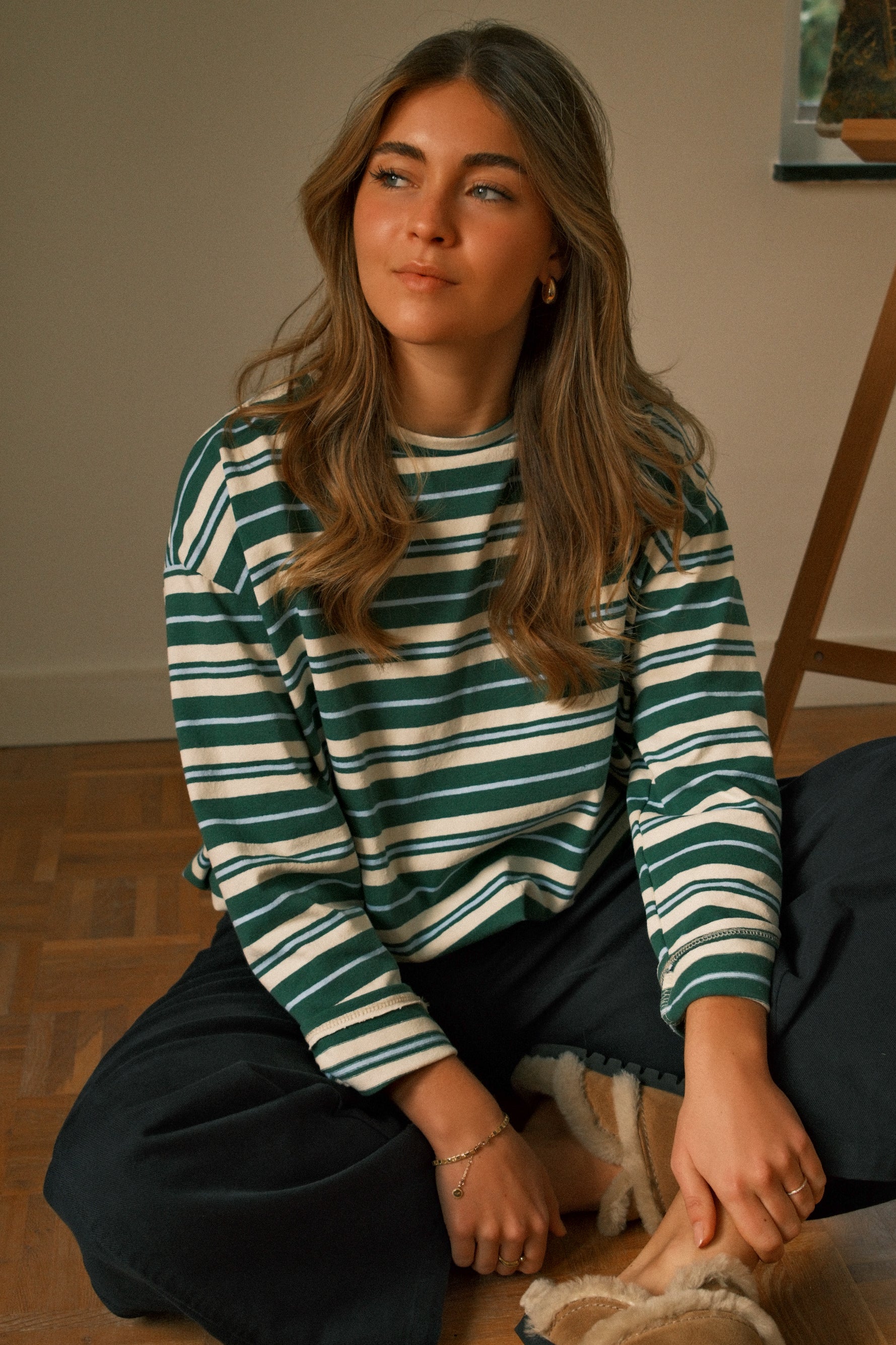 STRIPED ELISE BALLOON LONGSLEEVE GREEN - Image 5