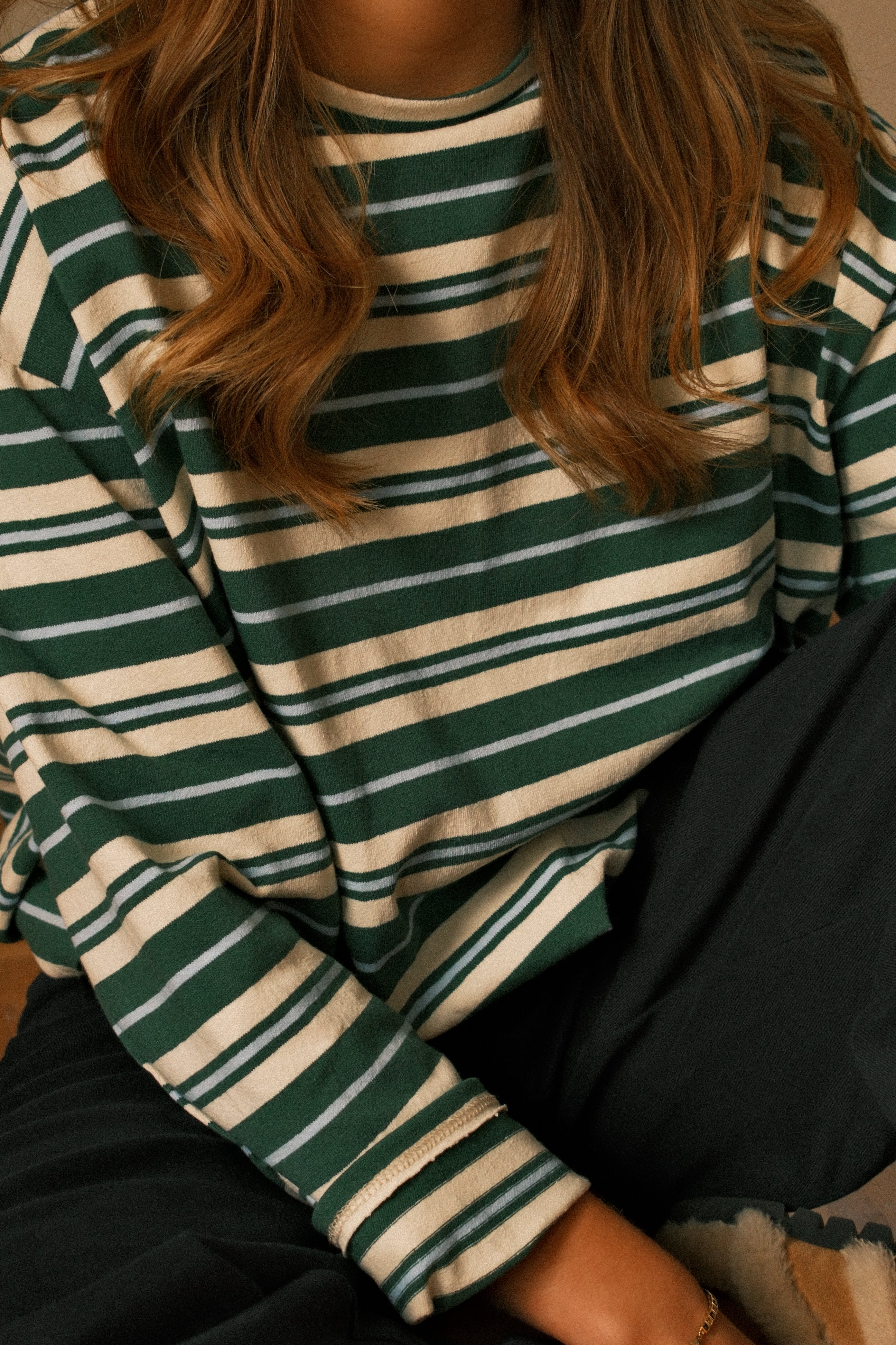 STRIPED ELISE BALLOON LONGSLEEVE GREEN - Image 6