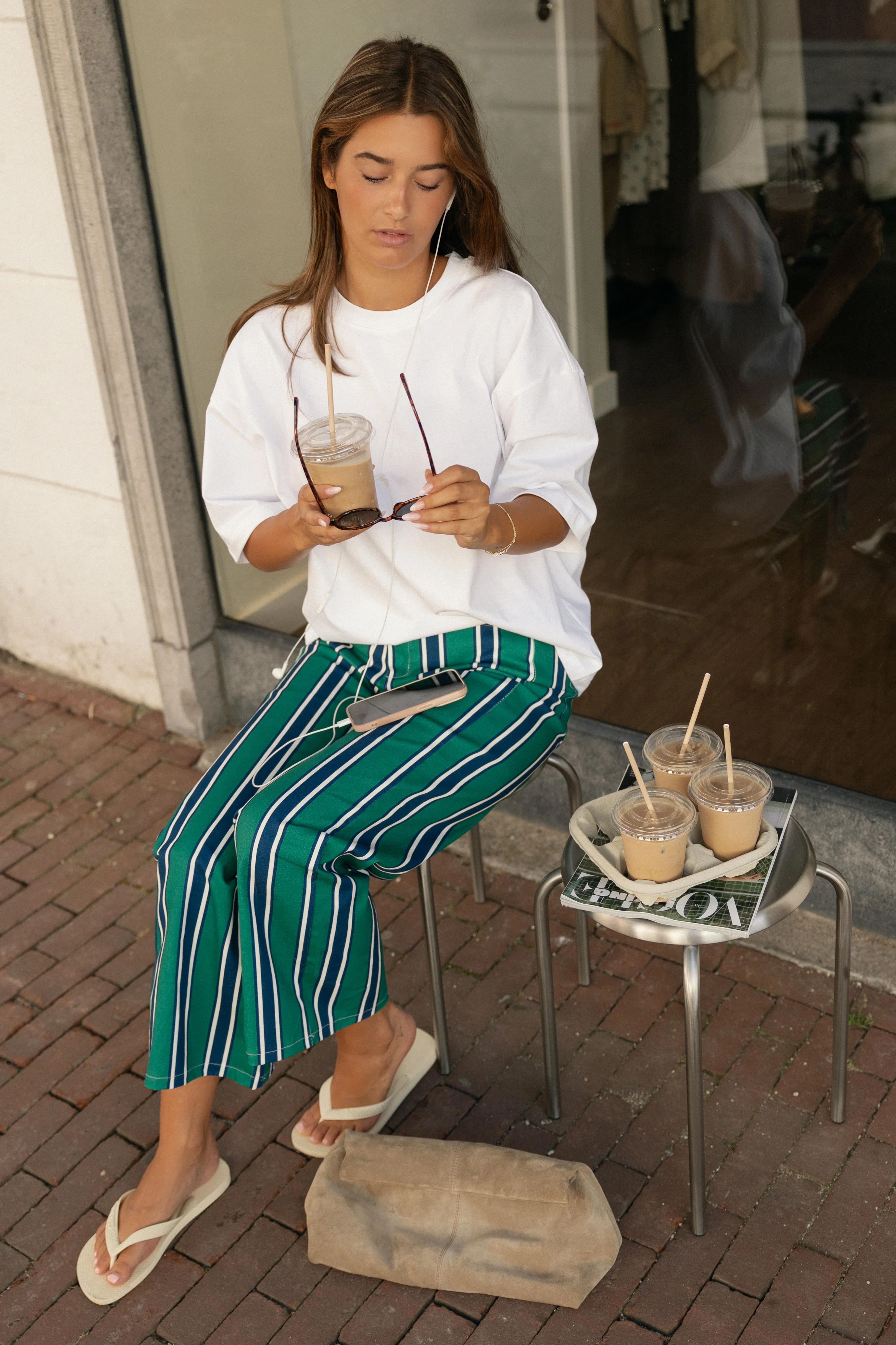 STRIPED EMMA PANTALON GREEN - Image 7