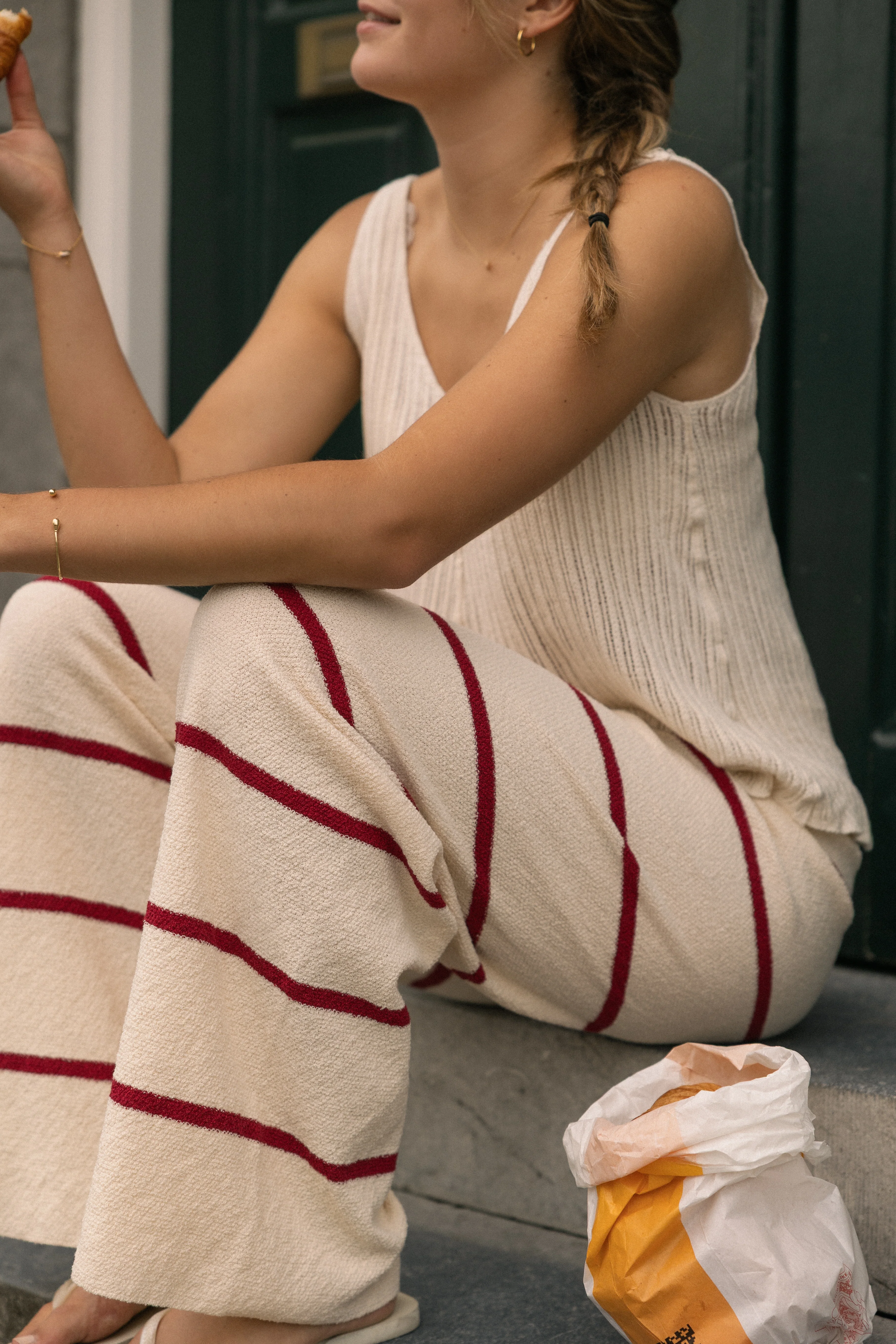 STRIPED WIDE PANTS RED - Image 4