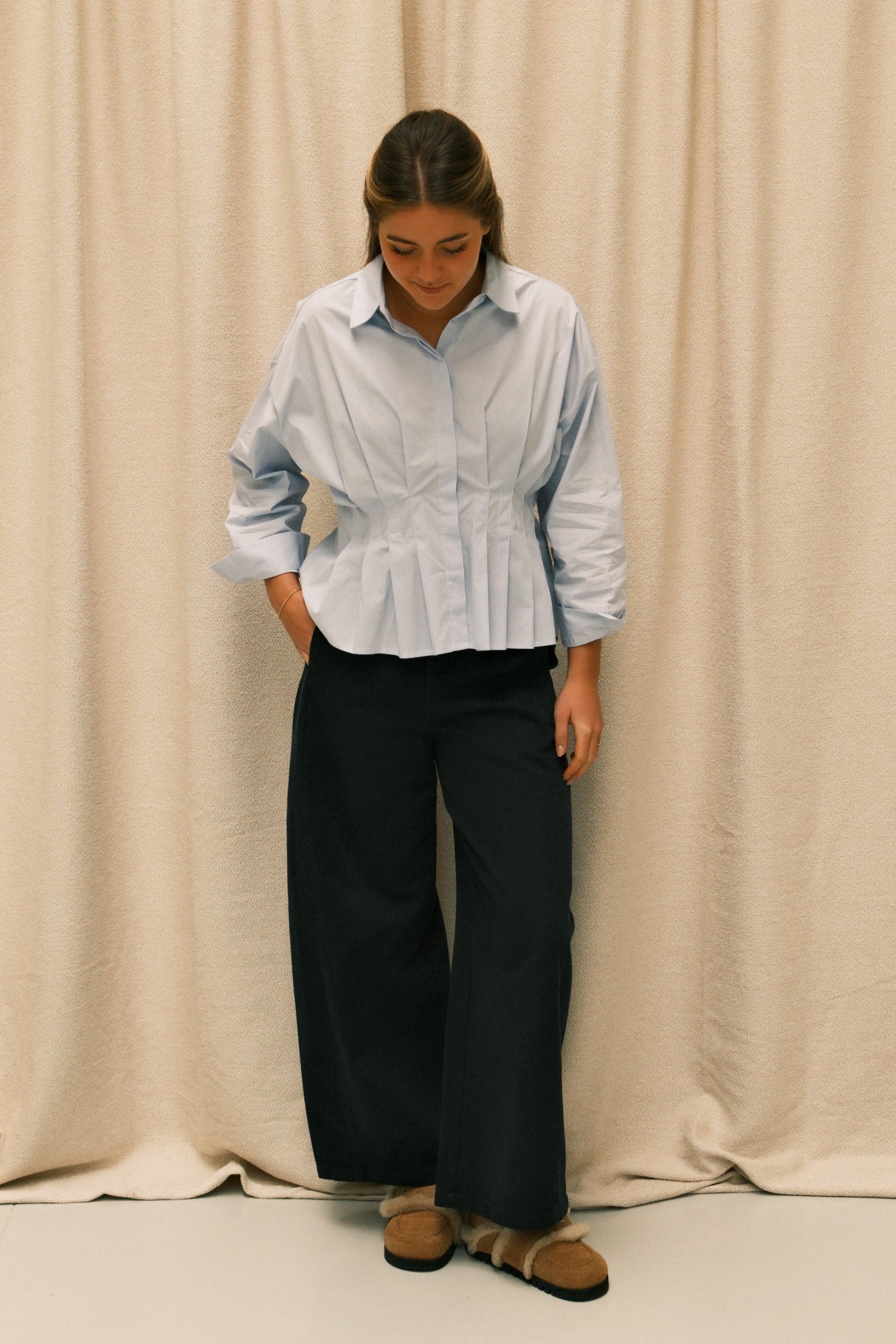 TAILORED COTTON BLOUSE LIGHT BLUE - Image 5