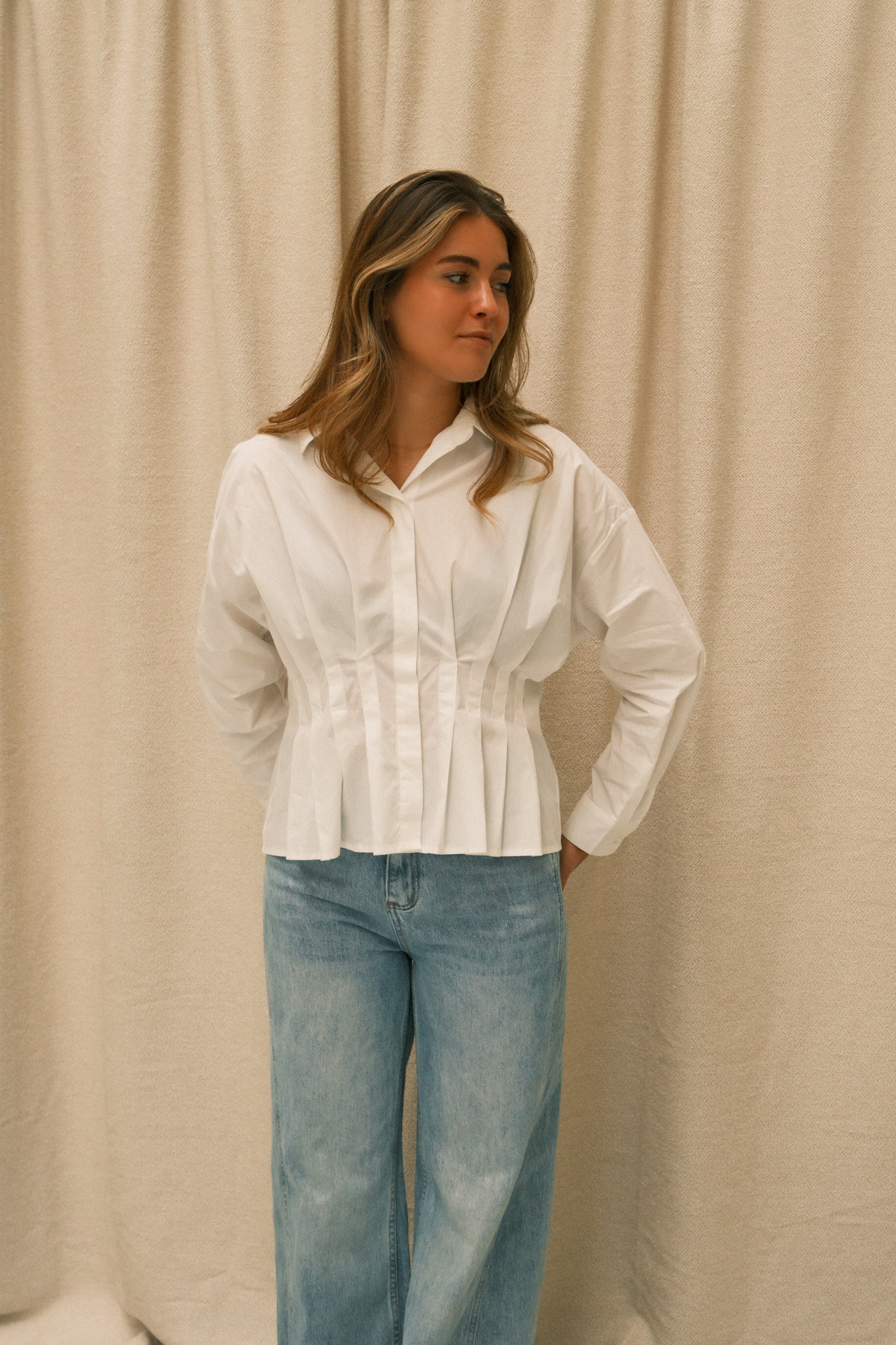 TAILORED COTTON BLOUSE WHITE - Image 2