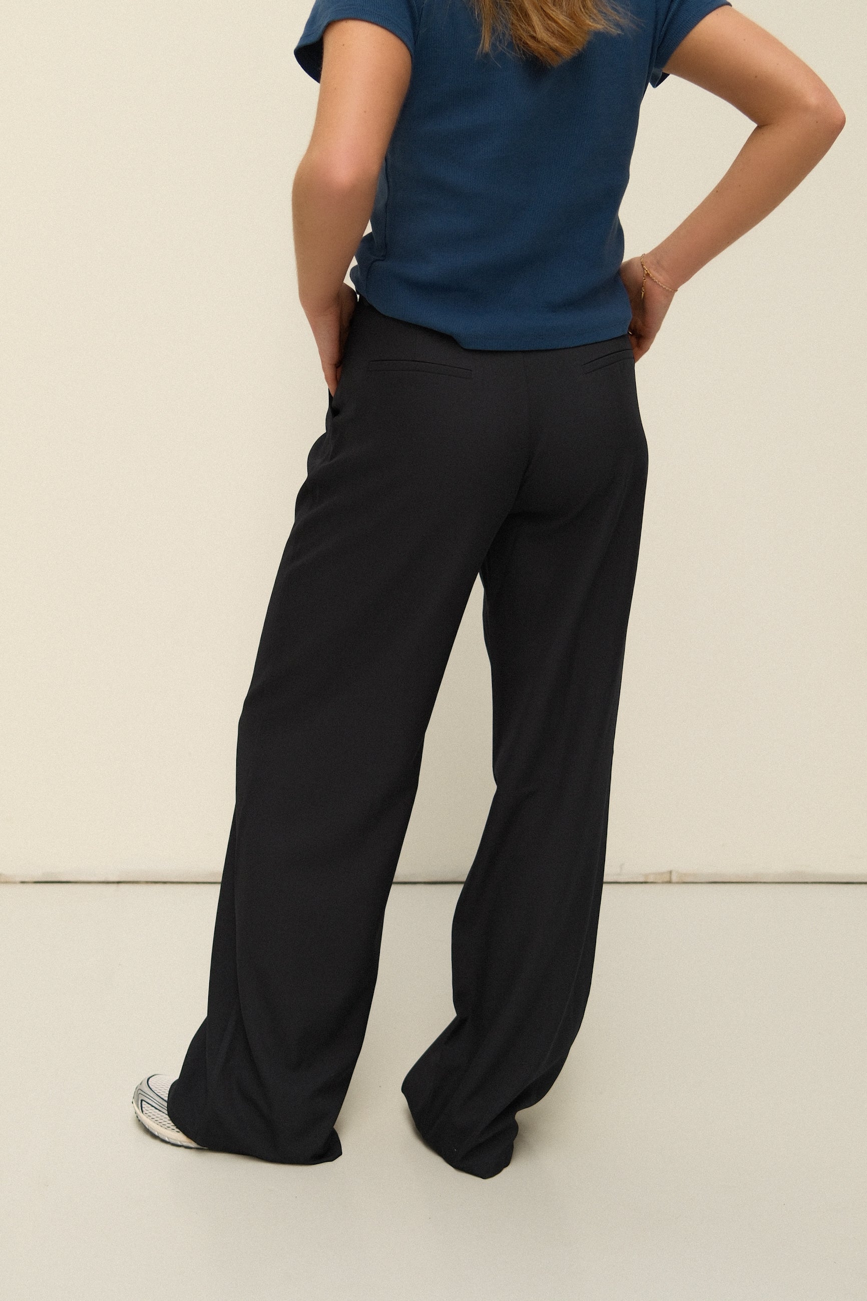 WIDE LEG MID WAIST PANTALON NAVY - Image 3