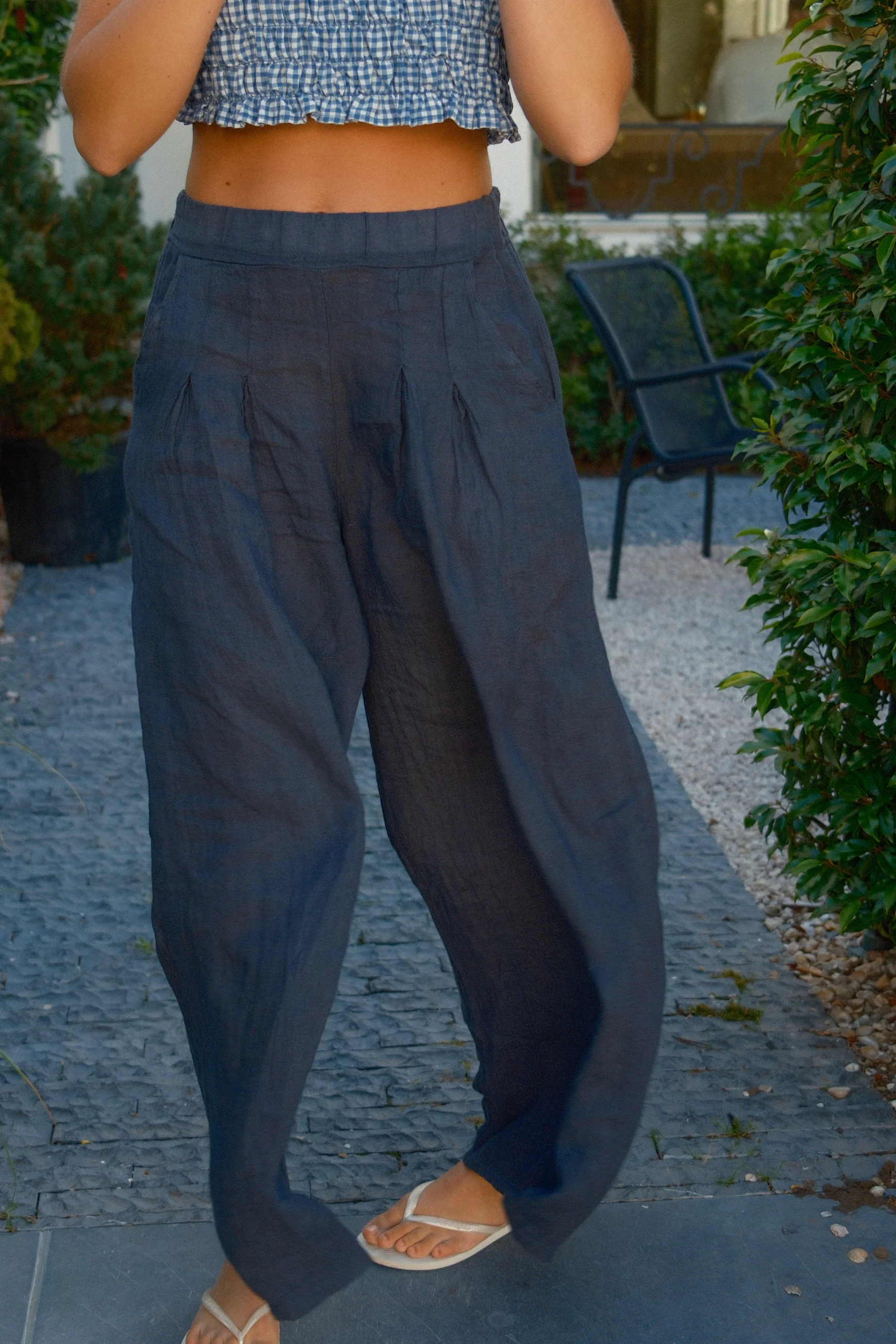WIDE LINNEN PANTALON NAVY - Image 9